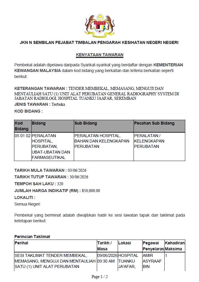 Kenyataan Tawaran Pembekal 1
