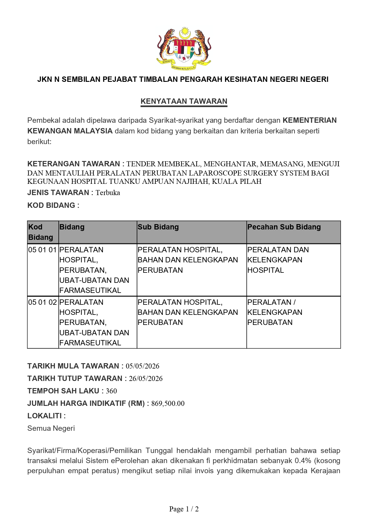 Laparoscope Surgery System Bagi Kegunaan HTAN page 0001